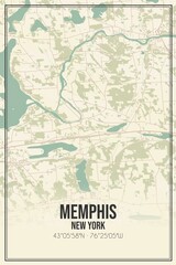 Retro US city map of Memphis, New York. Vintage street map.