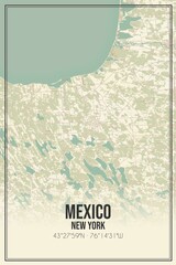 Retro US city map of Mexico, New York. Vintage street map.