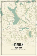 Retro US city map of Jordan, New York. Vintage street map.