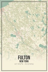 Retro US city map of Fulton, New York. Vintage street map.