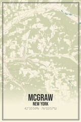 Retro US city map of McGraw, New York. Vintage street map.