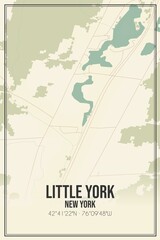 Retro US city map of Little York, New York. Vintage street map.