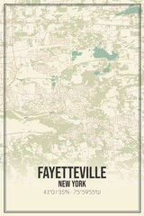 Retro US city map of Fayetteville, New York. Vintage street map.
