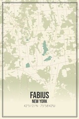 Retro US city map of Fabius, New York. Vintage street map.