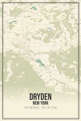 Retro US city map of Dryden, New York. Vintage street map.