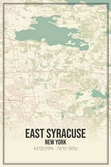 Retro US city map of East Syracuse, New York. Vintage street map.