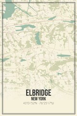 Retro US city map of Elbridge, New York. Vintage street map.