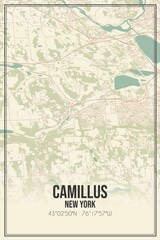Retro US city map of Camillus, New York. Vintage street map.