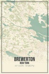 Retro US city map of Brewerton, New York. Vintage street map.