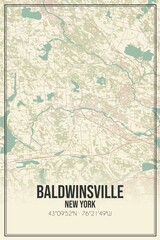 Retro US city map of Baldwinsville, New York. Vintage street map.