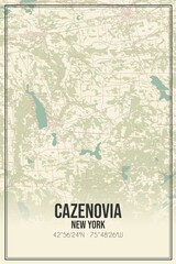 Retro US city map of Cazenovia, New York. Vintage street map.