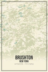 Retro US city map of Brushton, New York. Vintage street map.