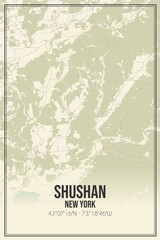 Retro US city map of Shushan, New York. Vintage street map.