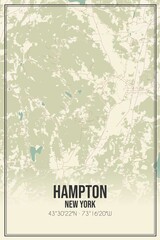 Retro US city map of Hampton, New York. Vintage street map.