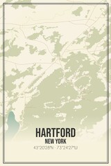 Retro US city map of Hartford, New York. Vintage street map.