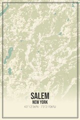 Retro US city map of Salem, New York. Vintage street map.
