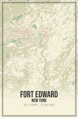 Retro US city map of Fort Edward, New York. Vintage street map.