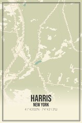 Retro US city map of Harris, New York. Vintage street map.
