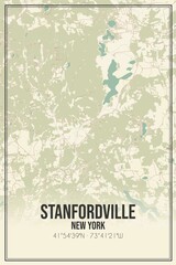 Retro US city map of Stanfordville, New York. Vintage street map.