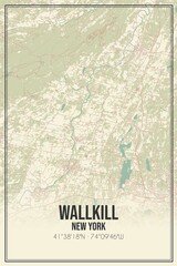 Retro US city map of Wallkill, New York. Vintage street map.