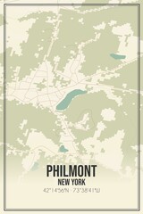 Retro US city map of Philmont, New York. Vintage street map.