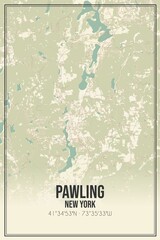 Retro US city map of Pawling, New York. Vintage street map.