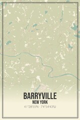 Retro US city map of Barryville, New York. Vintage street map.