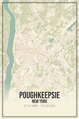 Retro US city map of Poughkeepsie, New York. Vintage street map.