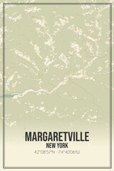 Retro US city map of Margaretville, New York. Vintage street map.
