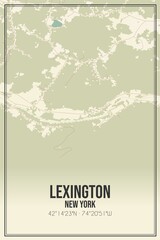 Retro US city map of Lexington, New York. Vintage street map.