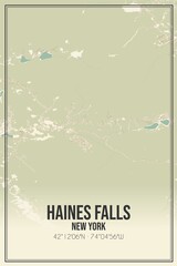 Retro US city map of Haines Falls, New York. Vintage street map.