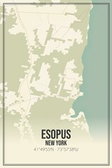 Retro US city map of Esopus, New York. Vintage street map.