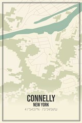 Retro US city map of Connelly, New York. Vintage street map.