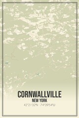 Retro US city map of Cornwallville, New York. Vintage street map.