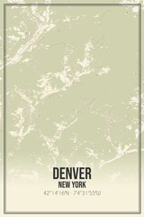 Retro US city map of Denver, New York. Vintage street map.