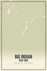 Retro US city map of Big Indian, New York. Vintage street map.