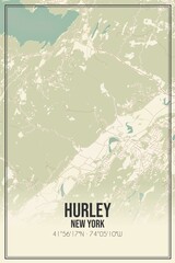 Retro US city map of Hurley, New York. Vintage street map.