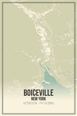 Retro US city map of Boiceville, New York. Vintage street map.