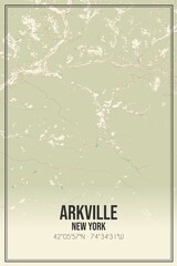 Retro US city map of Arkville, New York. Vintage street map.