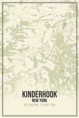 Retro US city map of Kinderhook, New York. Vintage street map.