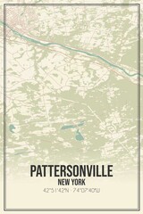 Retro US city map of Pattersonville, New York. Vintage street map.