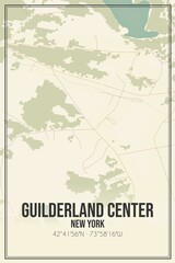 Retro US city map of Guilderland Center, New York. Vintage street map.