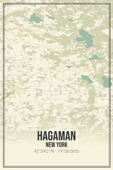 Fototapeta premium Retro US city map of Hagaman, New York. Vintage street map.