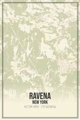 Retro US city map of Ravena, New York. Vintage street map.