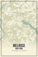 Retro US city map of Melrose, New York. Vintage street map.