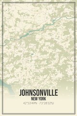 Retro US city map of Johnsonville, New York. Vintage street map.