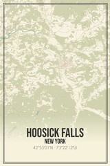 Retro US city map of Hoosick Falls, New York. Vintage street map.