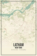 Retro US city map of Latham, New York. Vintage street map.