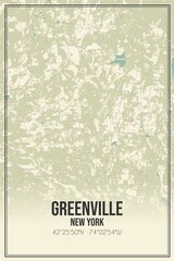 Retro US city map of Greenville, New York. Vintage street map.