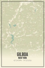 Retro US city map of Gilboa, New York. Vintage street map.
